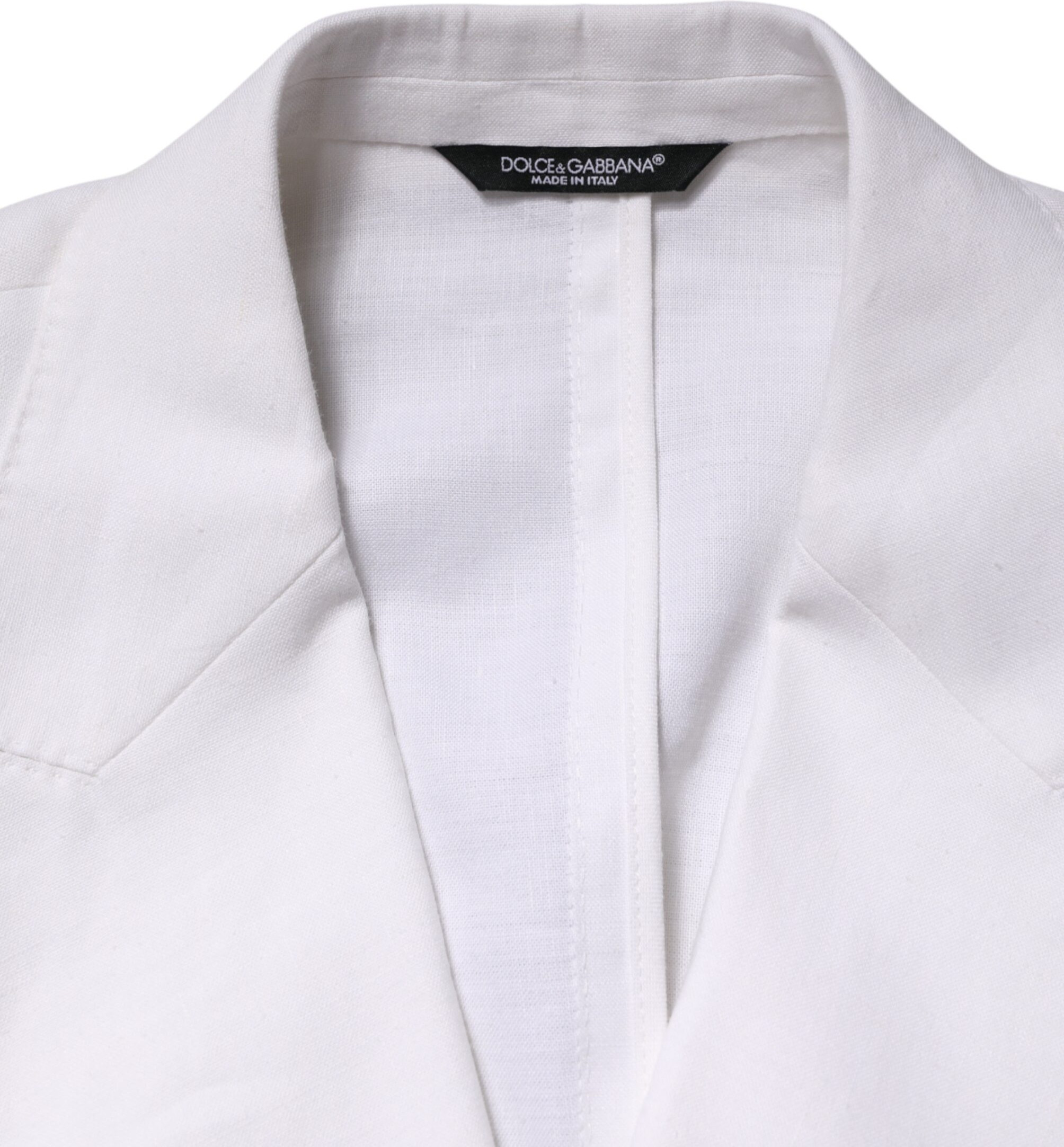 White Linen Double Breasted Suit Blazer Dolce & Gabbana