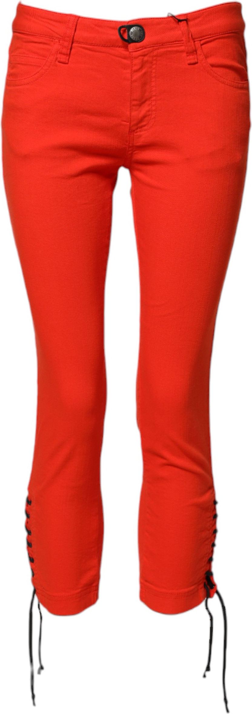 Red Mid Waist Skinny Cropped Trouser Jeans Plein Sud