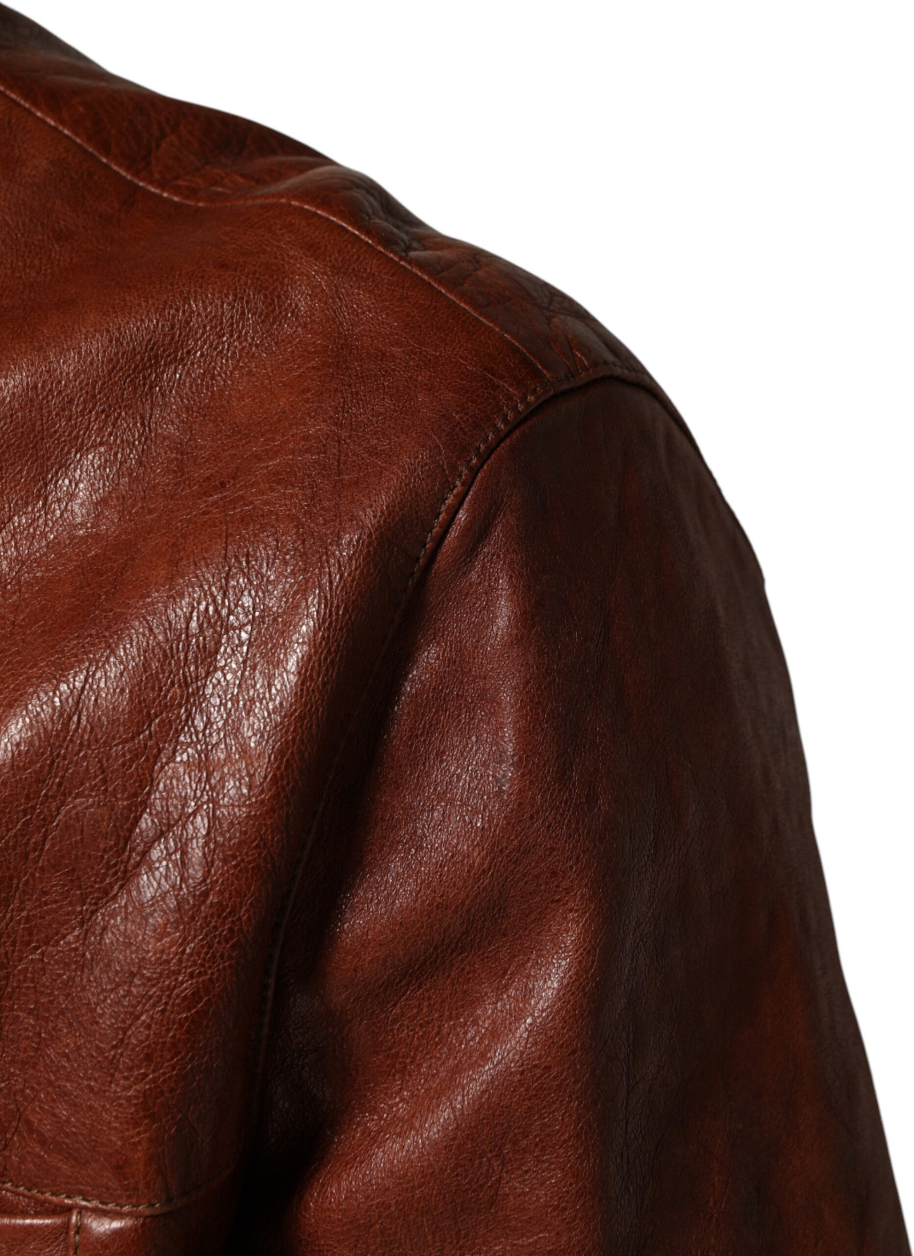Braune Leder Button-Down Herren Biker-Jacke