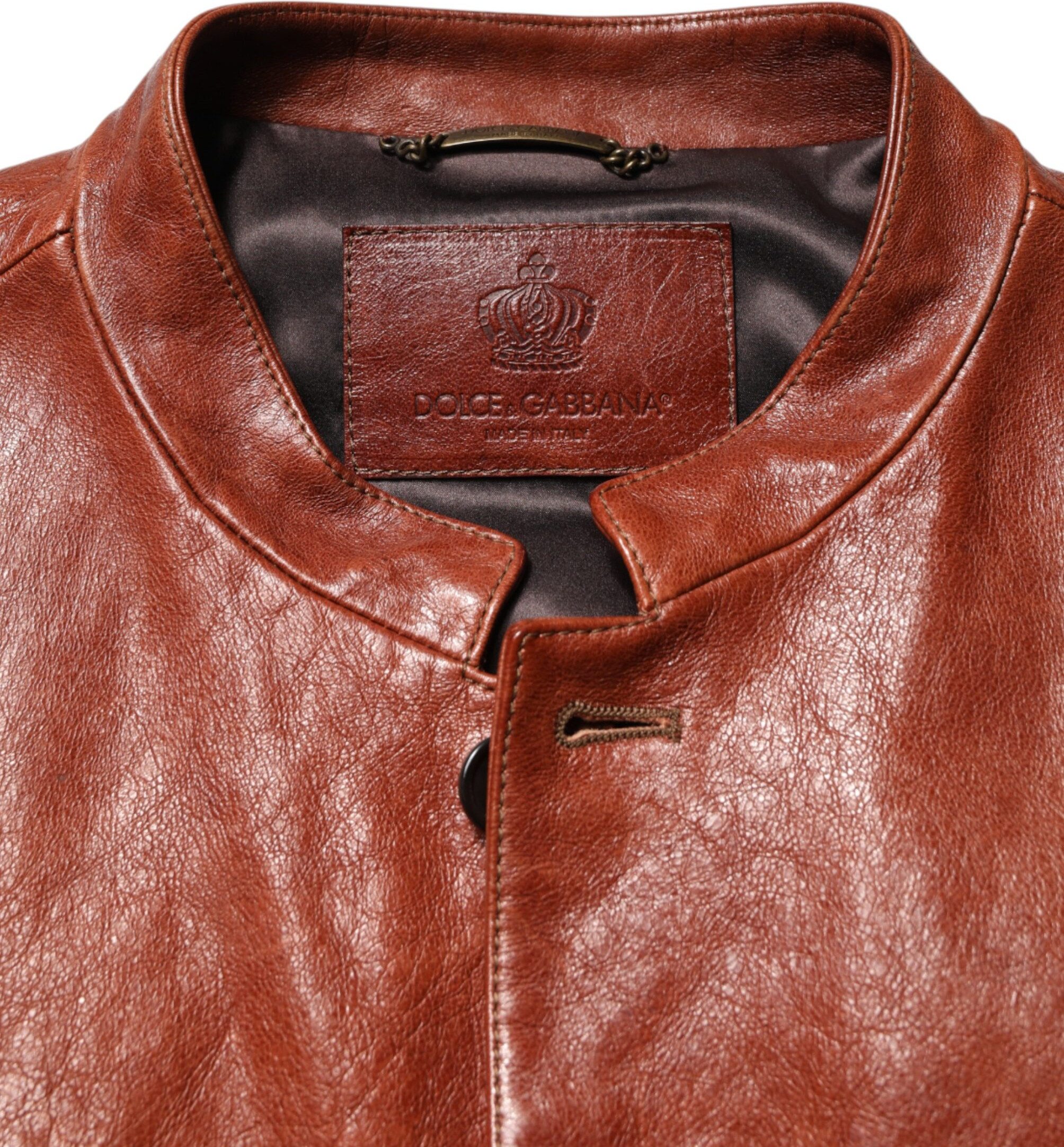 Braune Leder Button-Down Herren Biker-Jacke