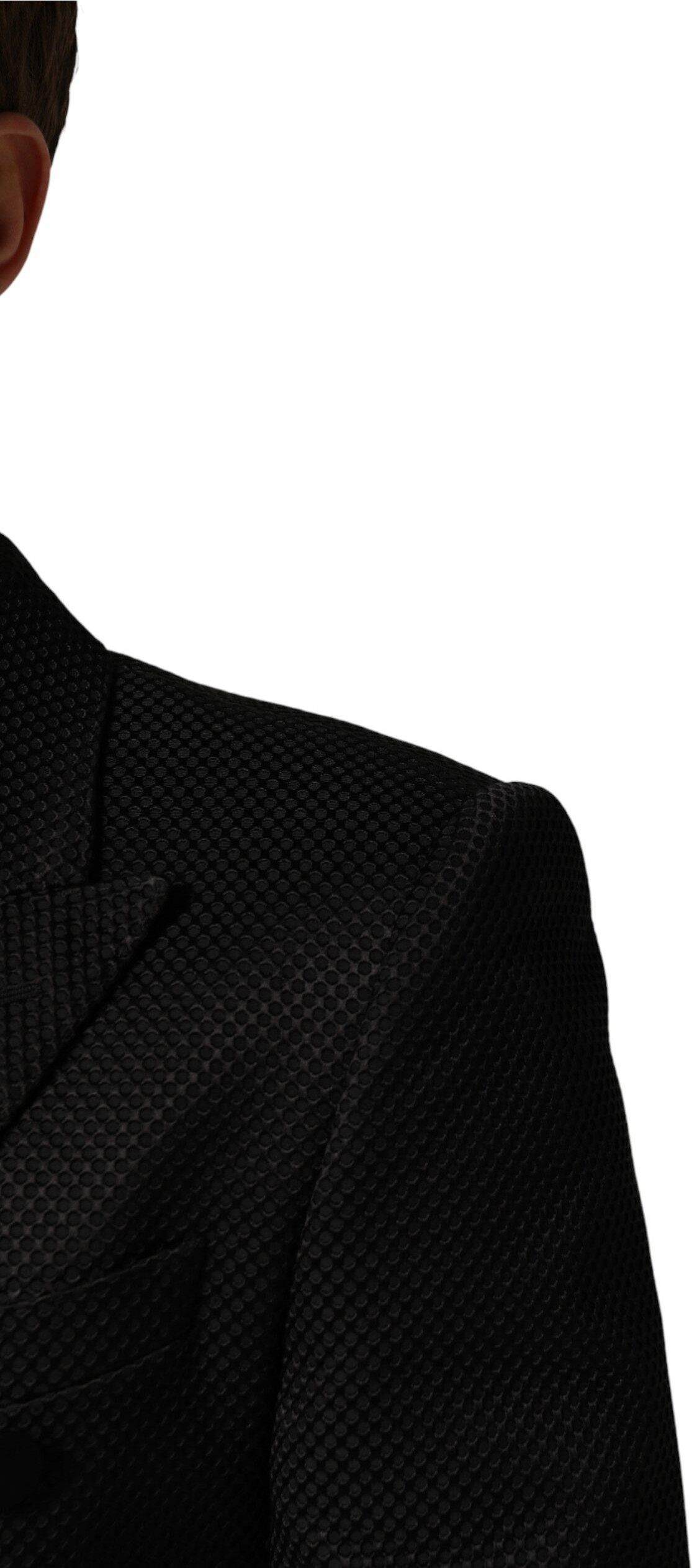 Black Cotton Double Breasted 2 Button Blazer