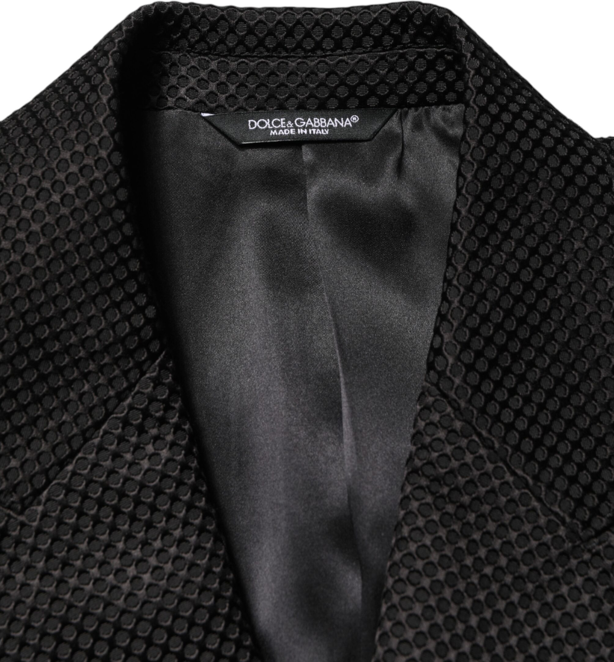 Black Cotton Double Breasted 2 Button Blazer