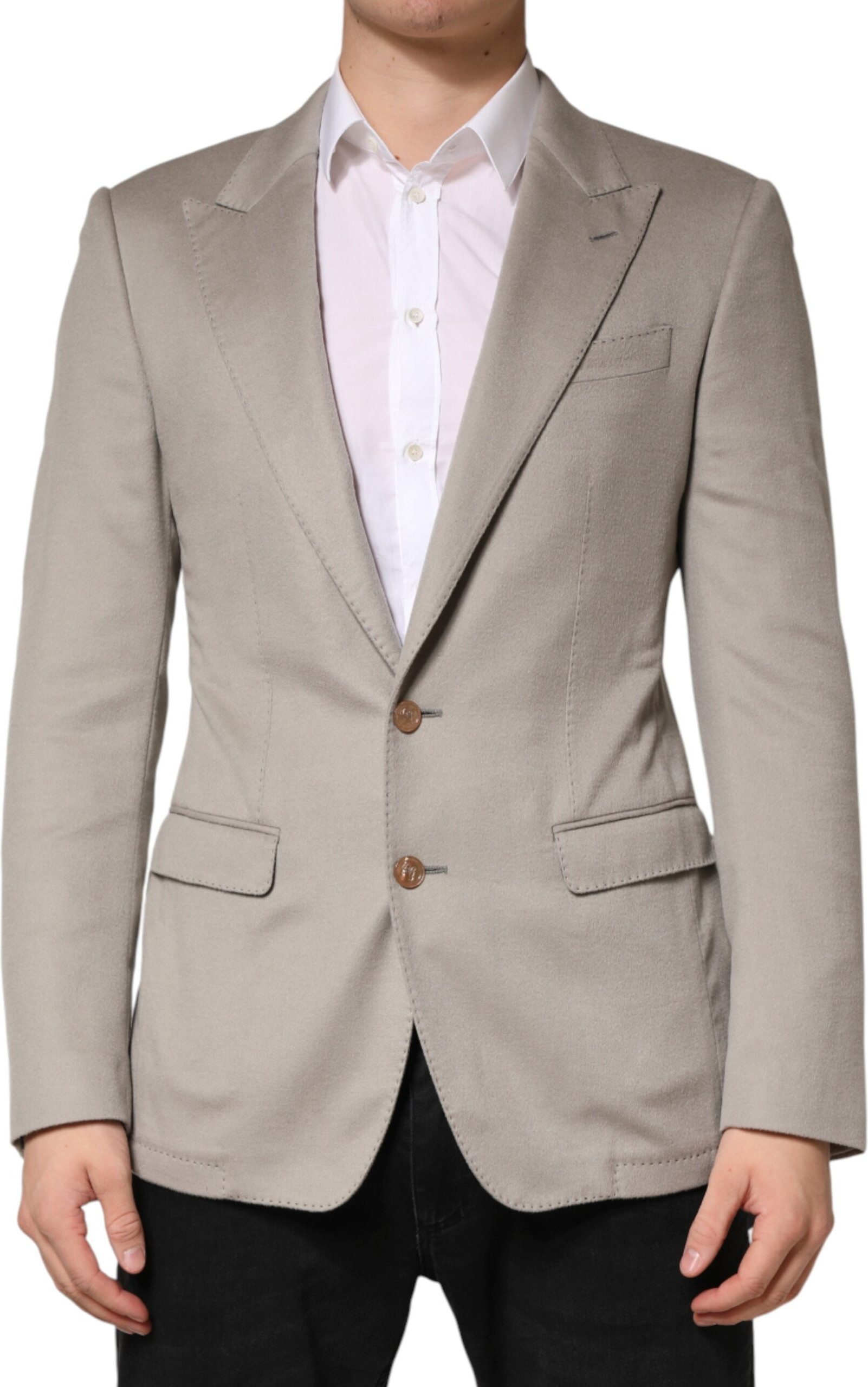 Gray Cashmere Single Breasted Jacket Blazer Dolce & Gabbana