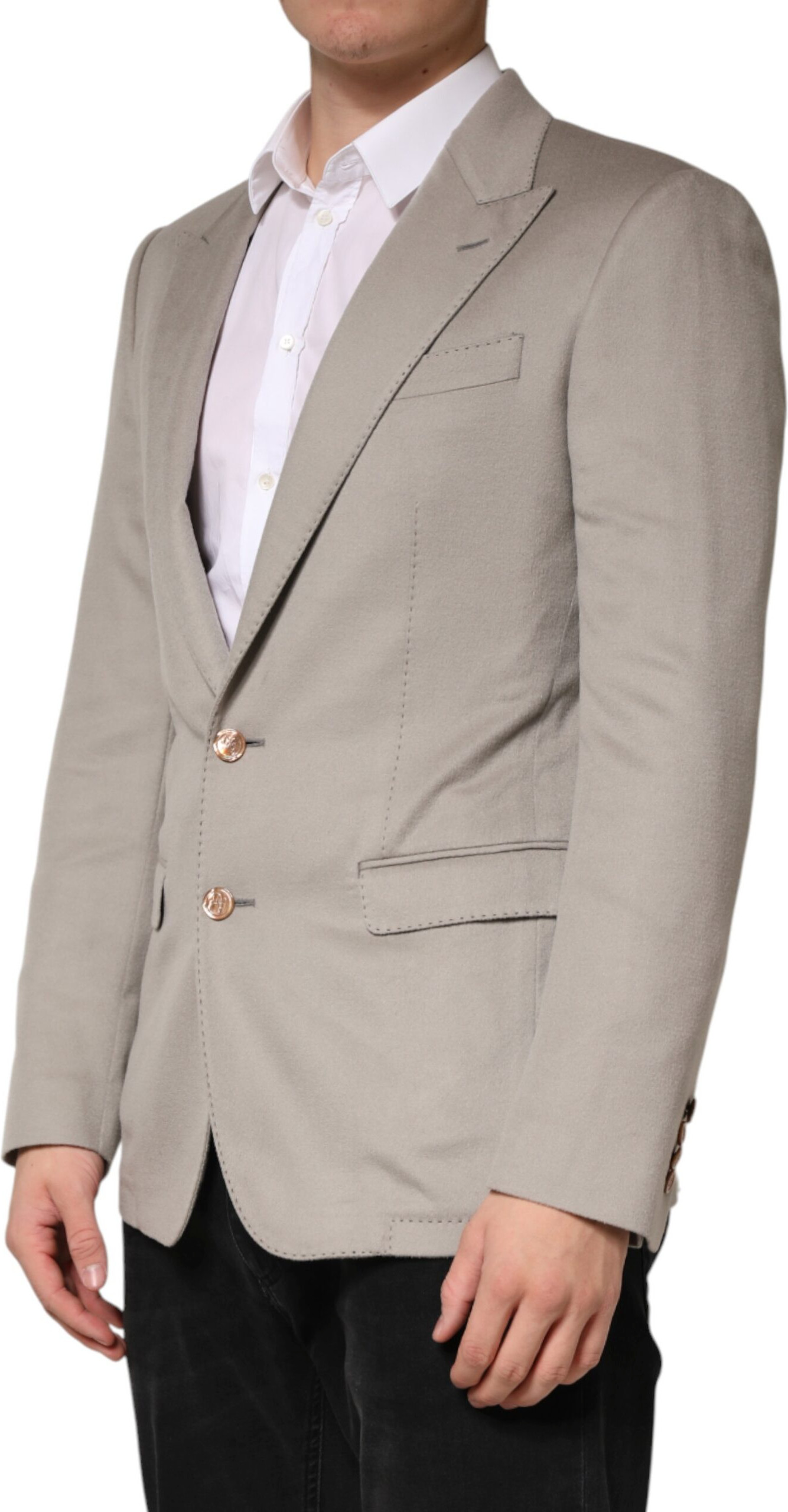 Gray Cashmere Single Breasted Jacket Blazer Dolce & Gabbana