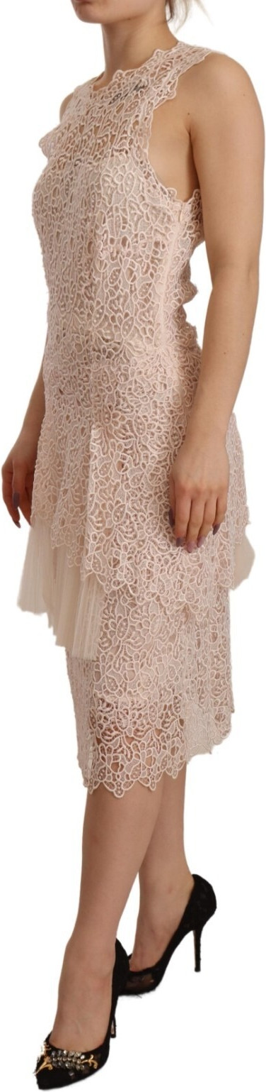 Etuikleid mit Volants aus beige Viskose, ärmellos und knielang von Ermanno Scervino