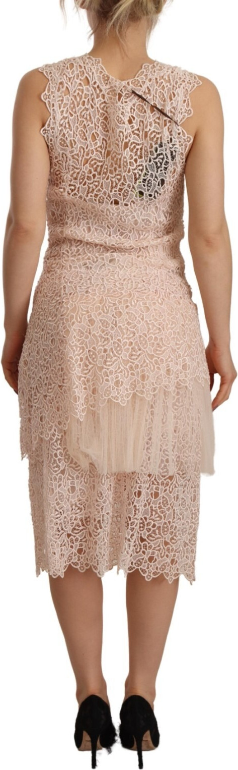 Etuikleid mit Volants aus beige Viskose, ärmellos und knielang von Ermanno Scervino