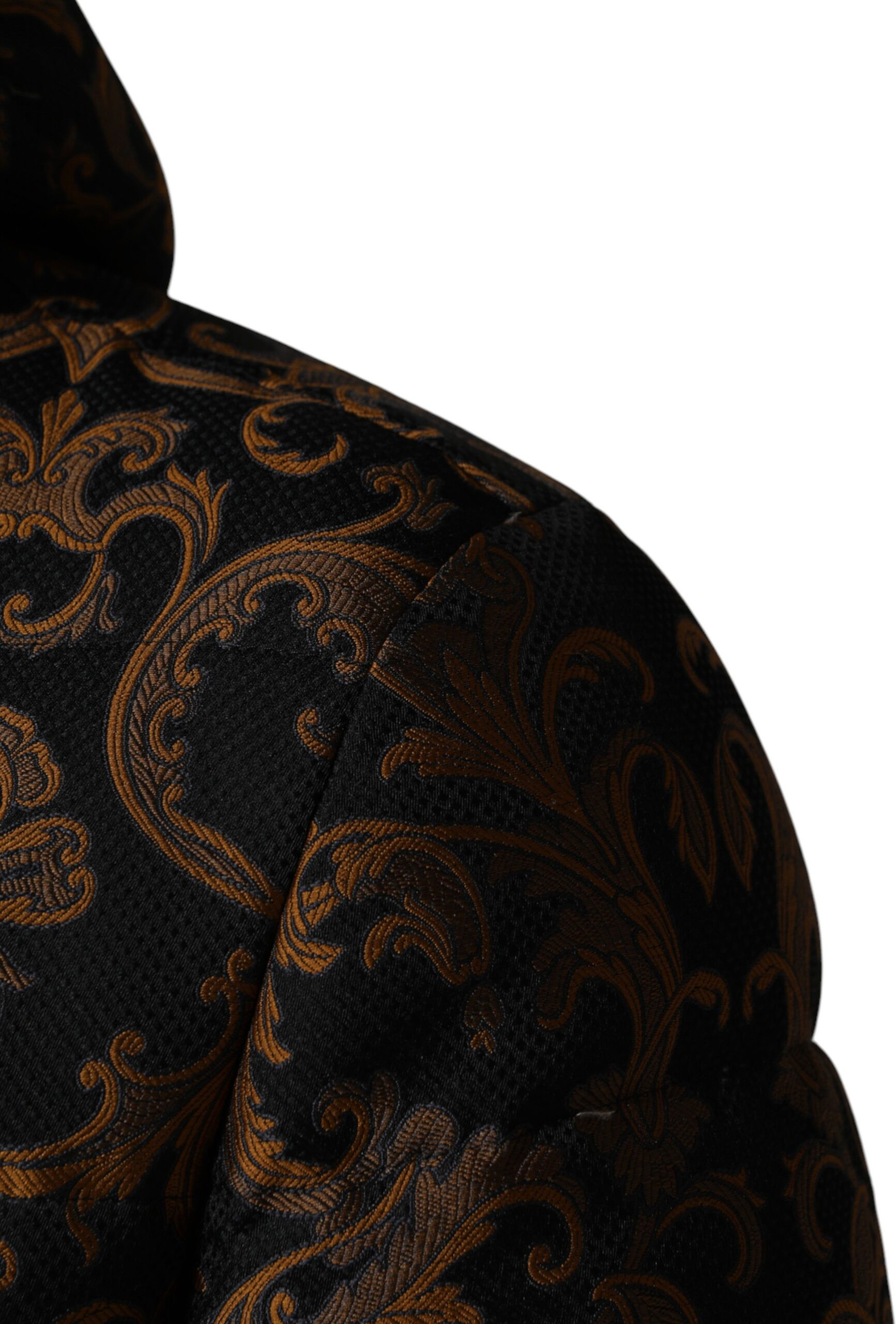 Black Floral Jacquard Quilted Hooded Jacket Dolce & Gabbana