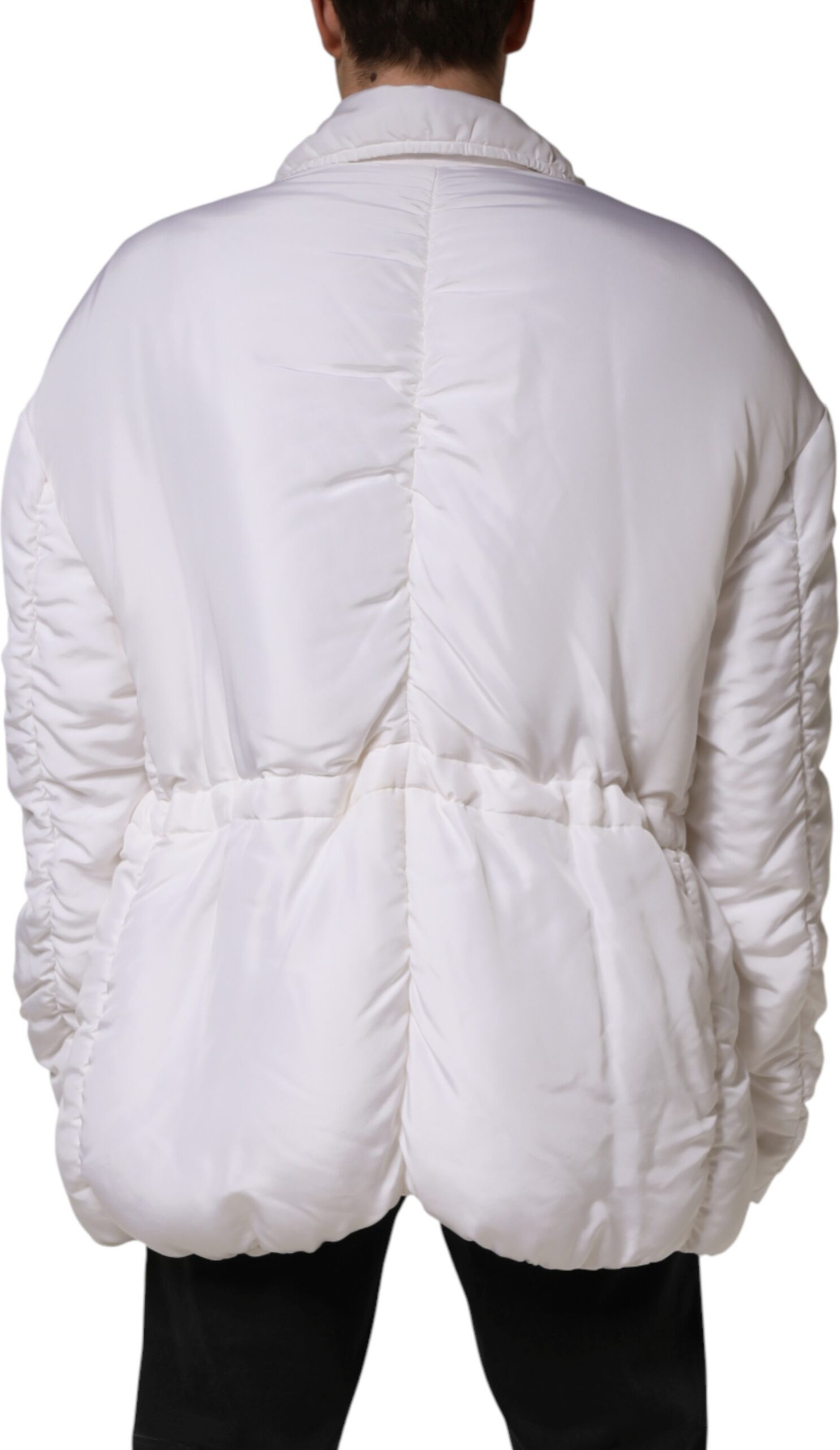 White Silk Padded Parka Jacket Dolce & Gabbana