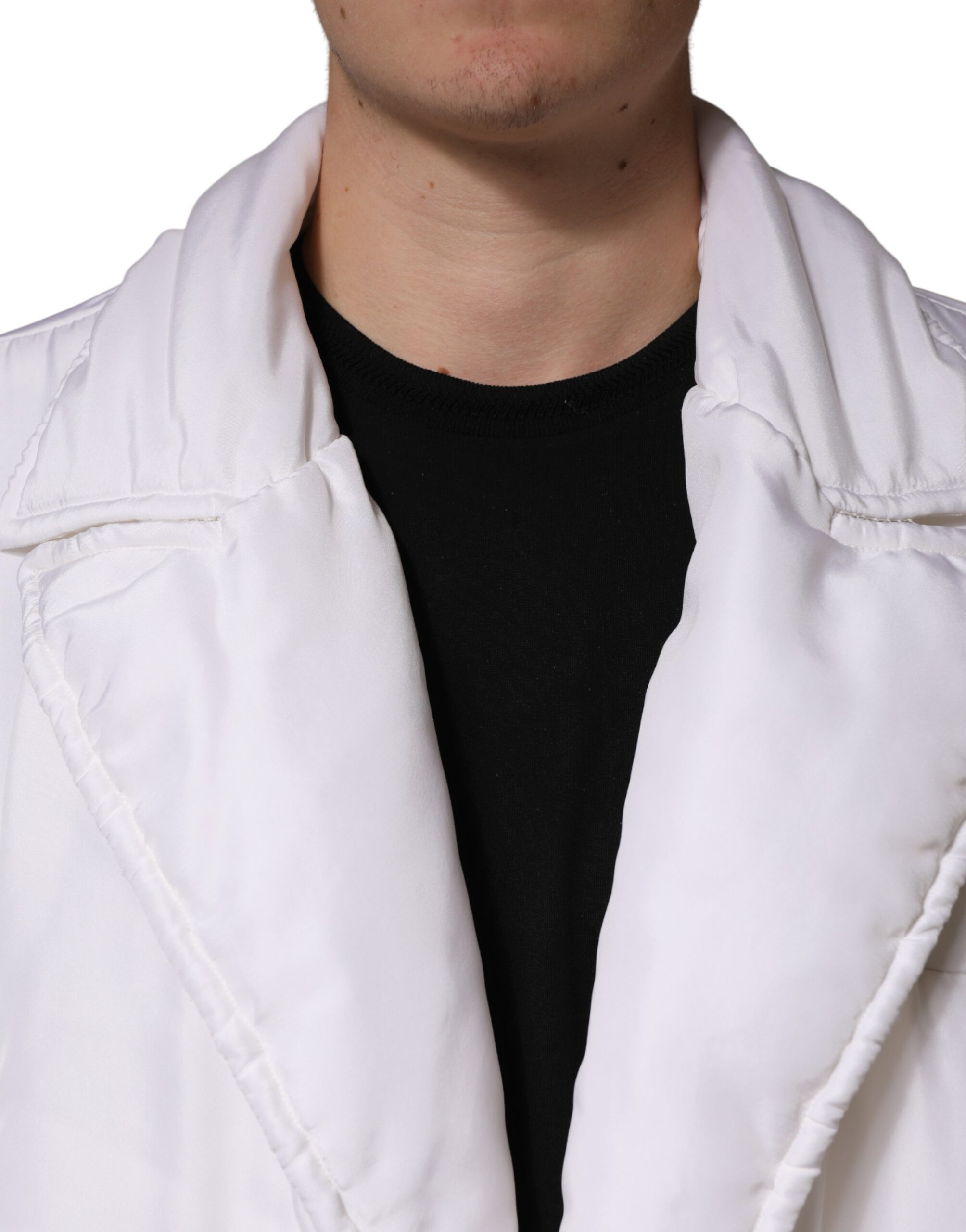 White Silk Padded Parka Jacket Dolce & Gabbana