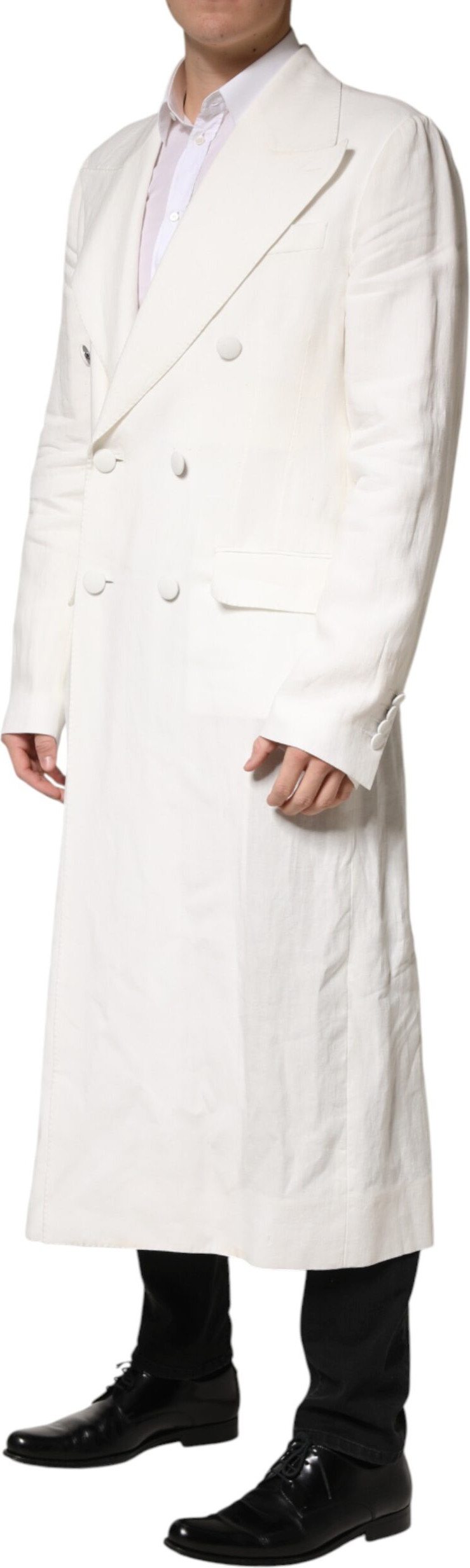 White Double Breasted Men Trench Coat Jacket Dolce & Gabbana