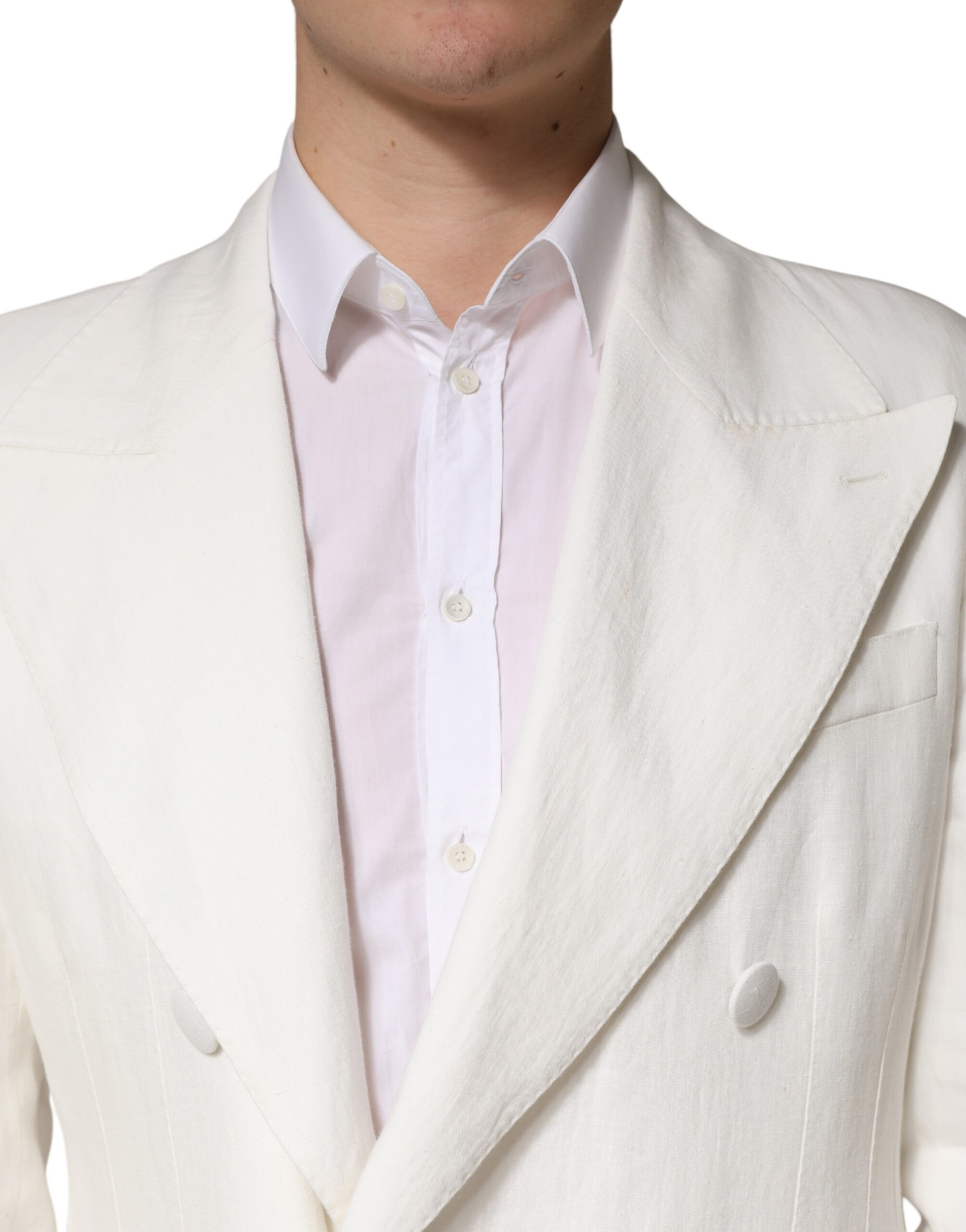 White Double Breasted Men Trench Coat Jacket Dolce & Gabbana