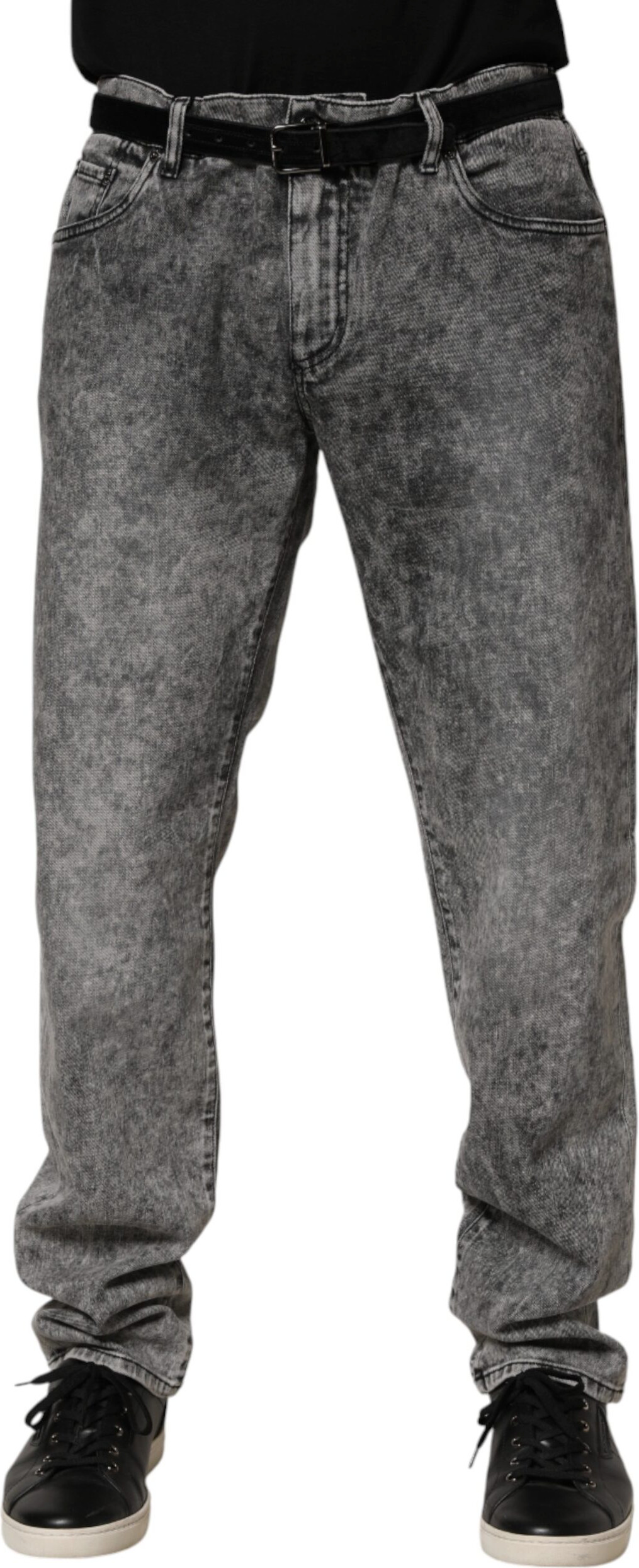 Dolce & Gabbana Gray Cotton Straight Leg Denim Trouser Jeans