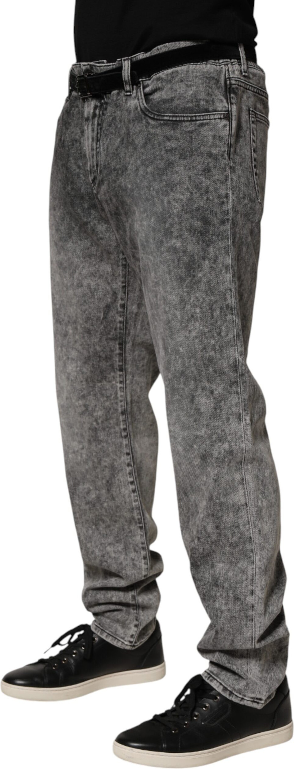 Dolce & Gabbana Gray Cotton Straight Leg Denim Trouser Jeans
