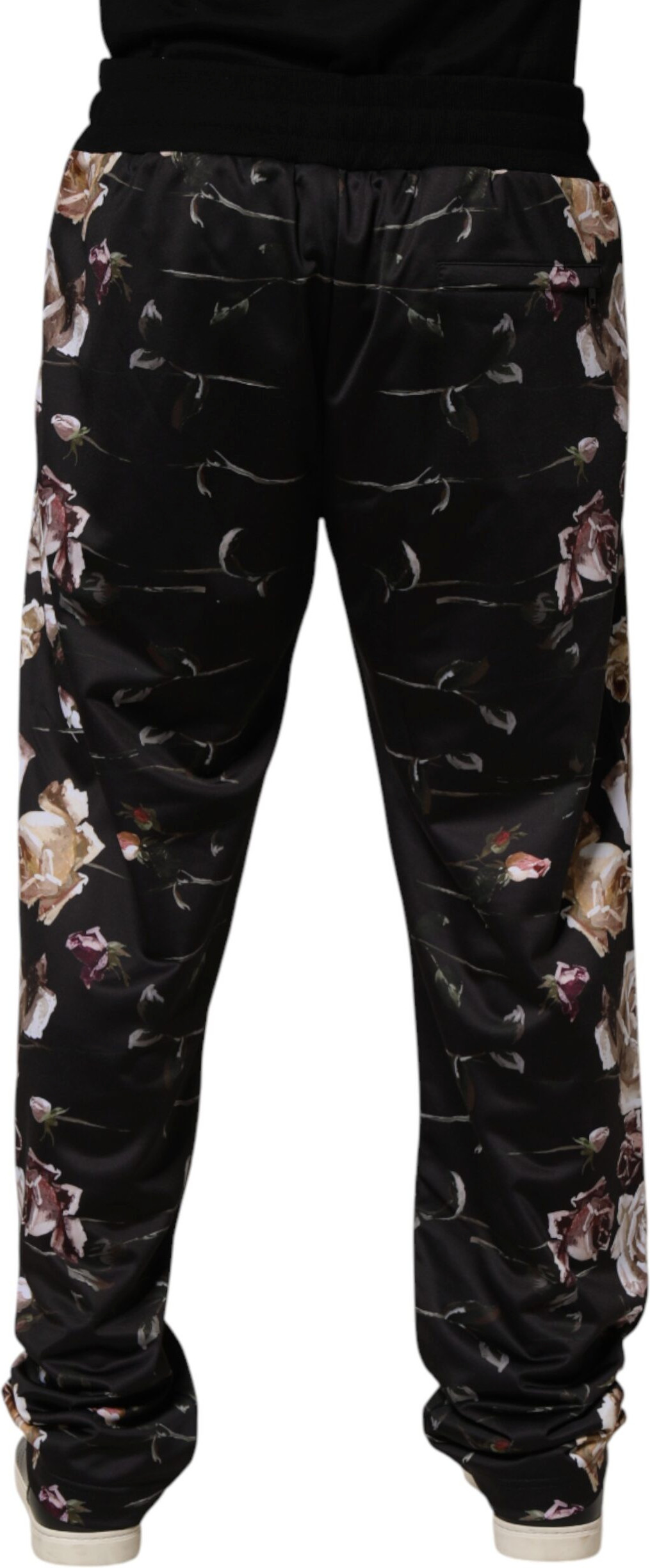 Chino Pants Dolce & Gabbana Black Floral Straight-Leg