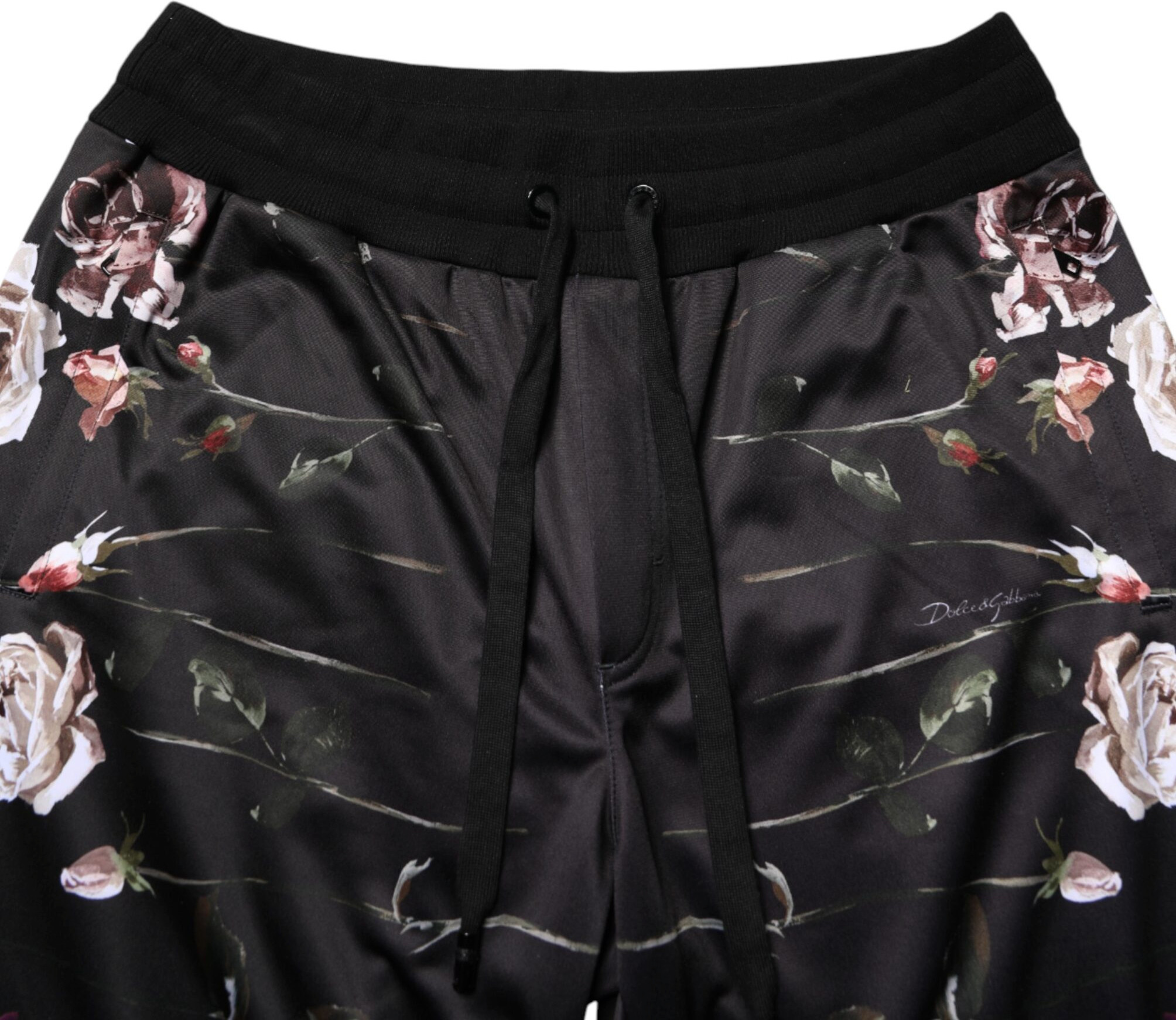 Chino Pants Dolce & Gabbana Black Floral Straight-Leg