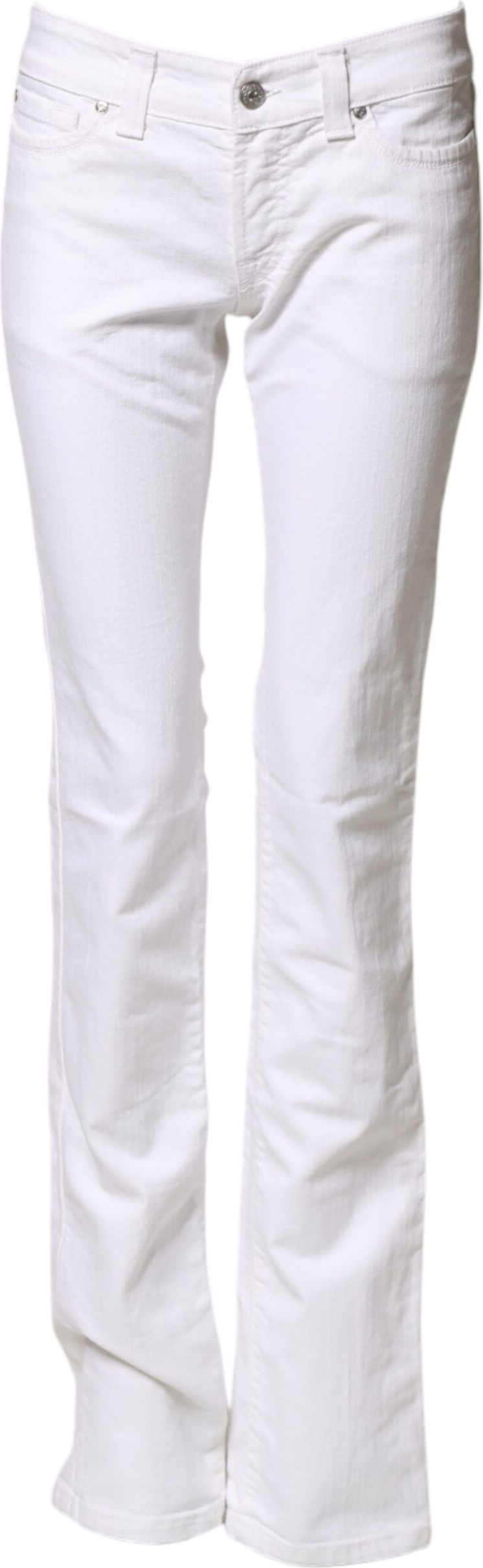 White Low Waist Bootcut Denim Jeans