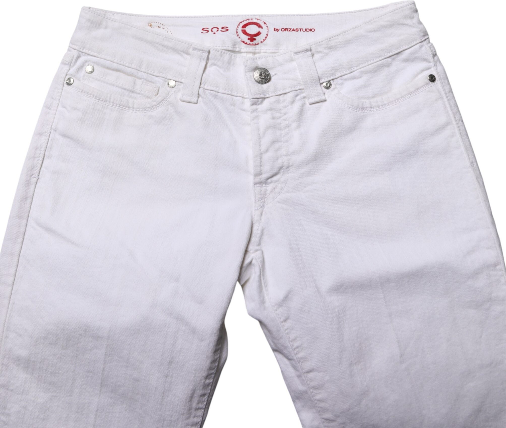 Weiße Low Waist Bootcut Jeans aus Denim