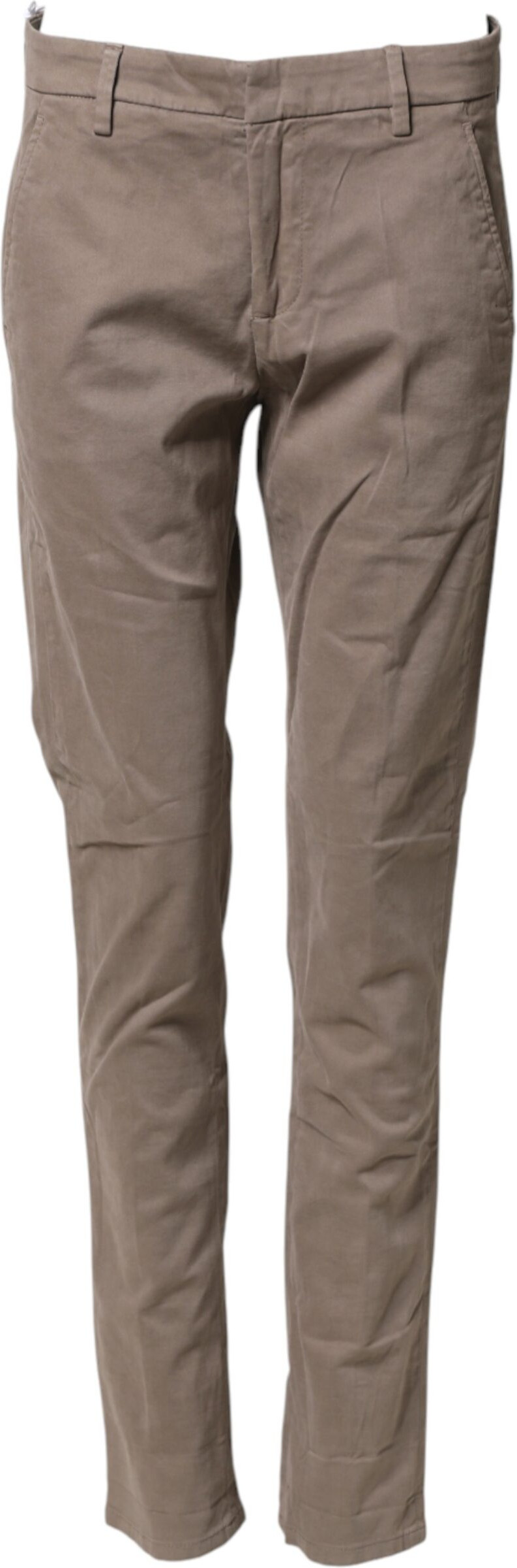 Cotton Stretch Straight Chino Trouser Brown by Dondup
