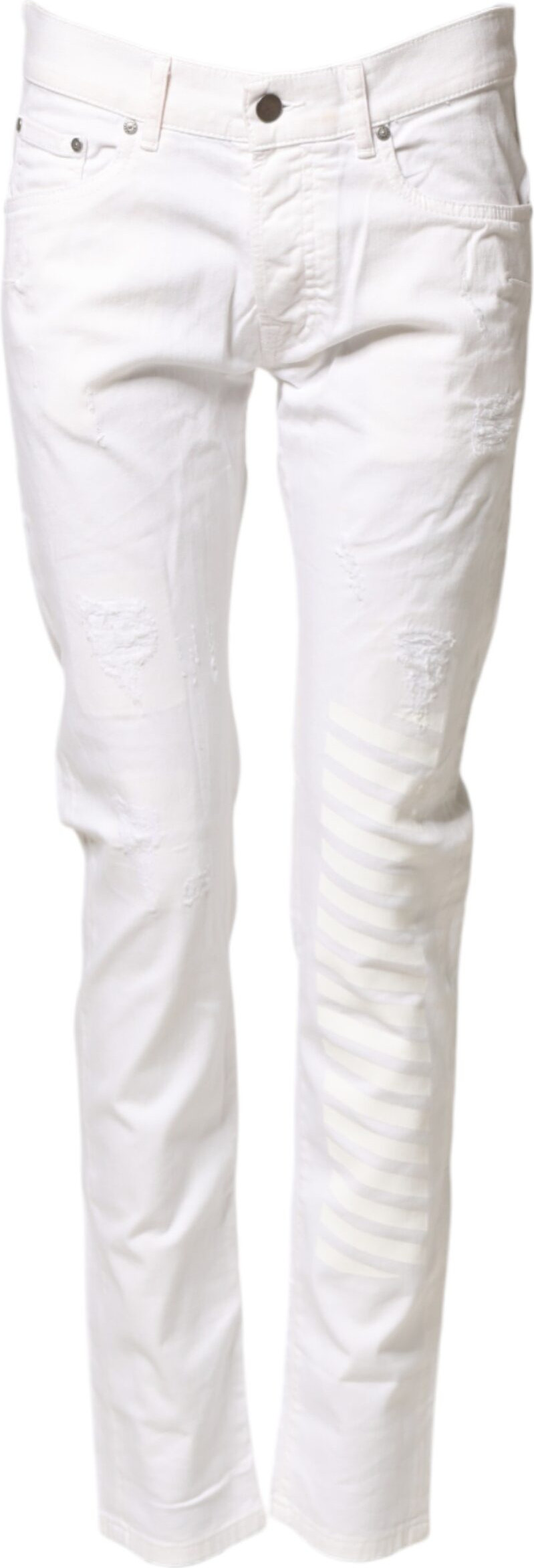 White Cotton Stretch Skinny Denim Jeans Daniele Alessandrini