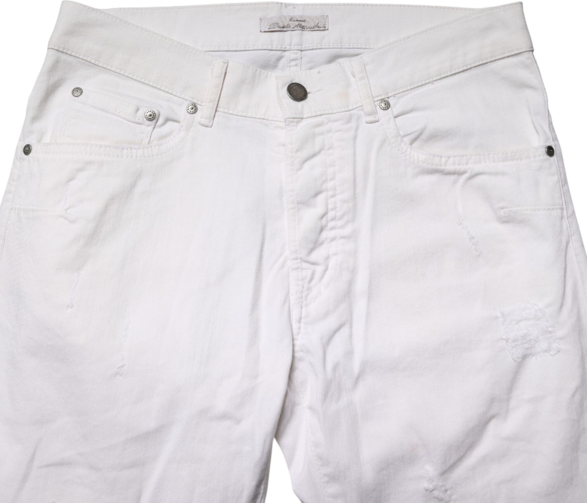 White Cotton Stretch Skinny Denim Jeans Daniele Alessandrini