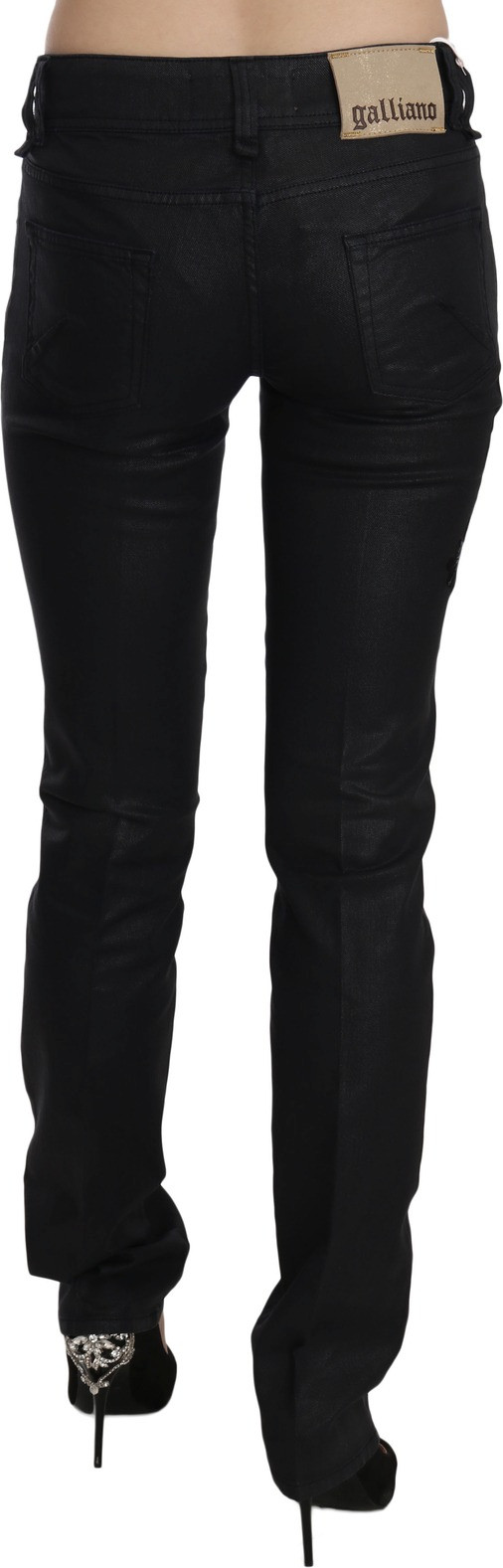 Black Swan Floral Embroidered Mid Waist Skinny Denim Jeans John Galliano