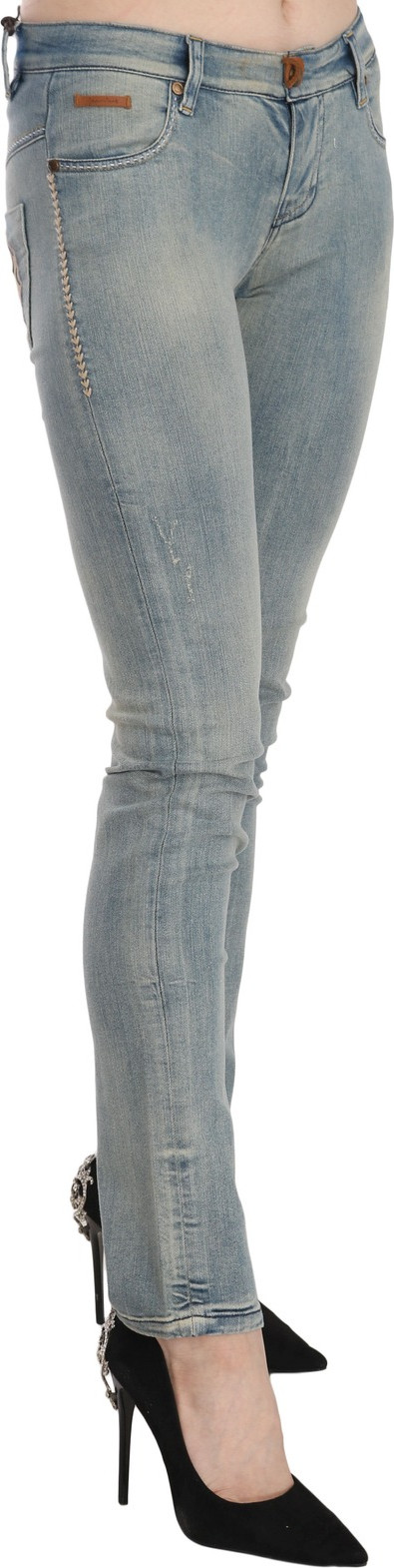 Hellblaue, ausgewaschene Skinny Jeans mit mittlerer Taille von Plein Sud