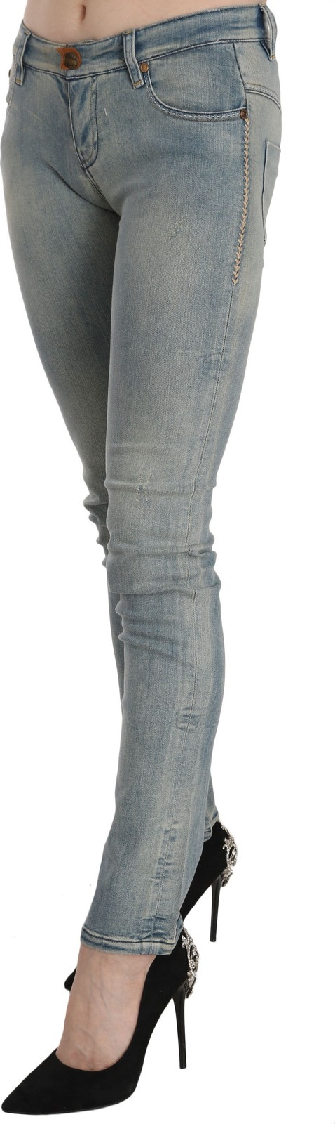 Hellblaue, ausgewaschene Skinny Jeans mit mittlerer Taille von Plein Sud