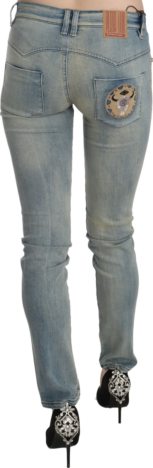 Hellblaue, ausgewaschene Skinny Jeans mit mittlerer Taille von Plein Sud