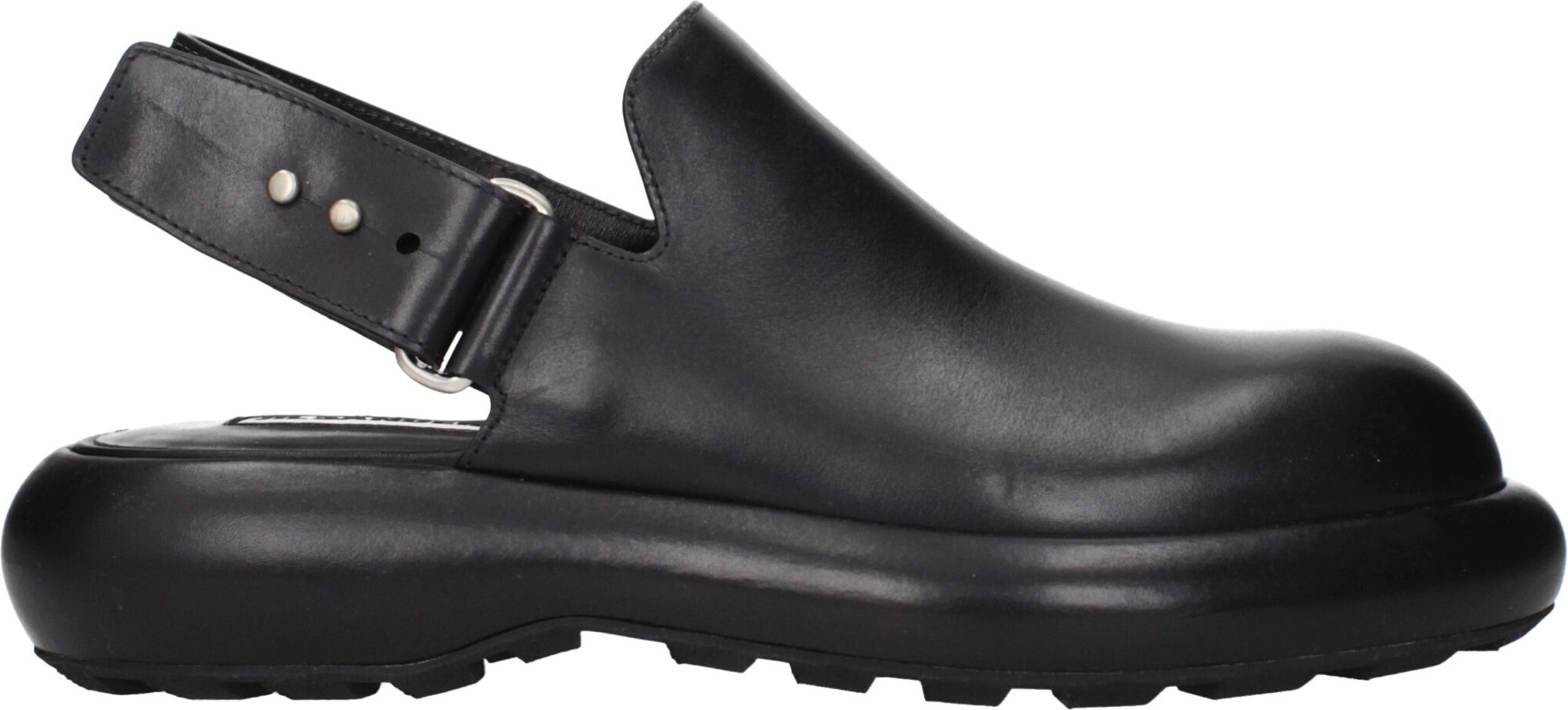Black Leather Clogs by Jil Sander