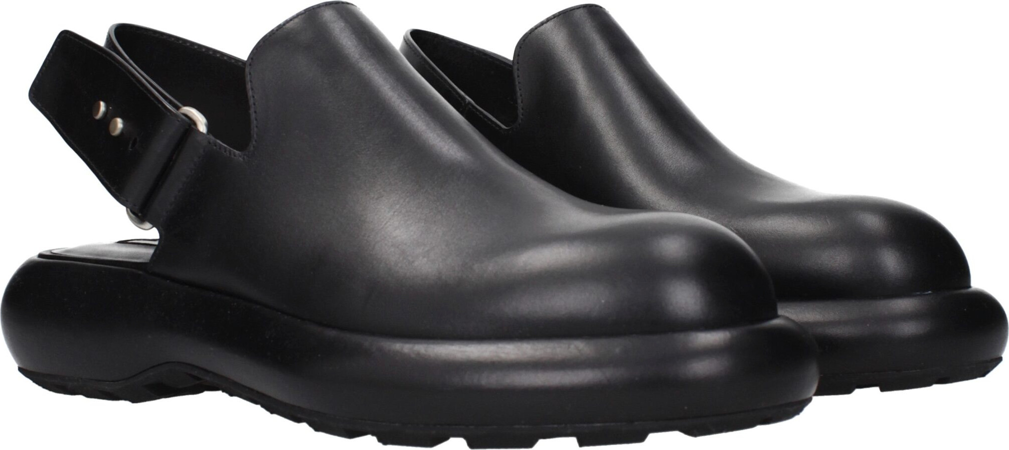 Black Leather Clogs by Jil Sander