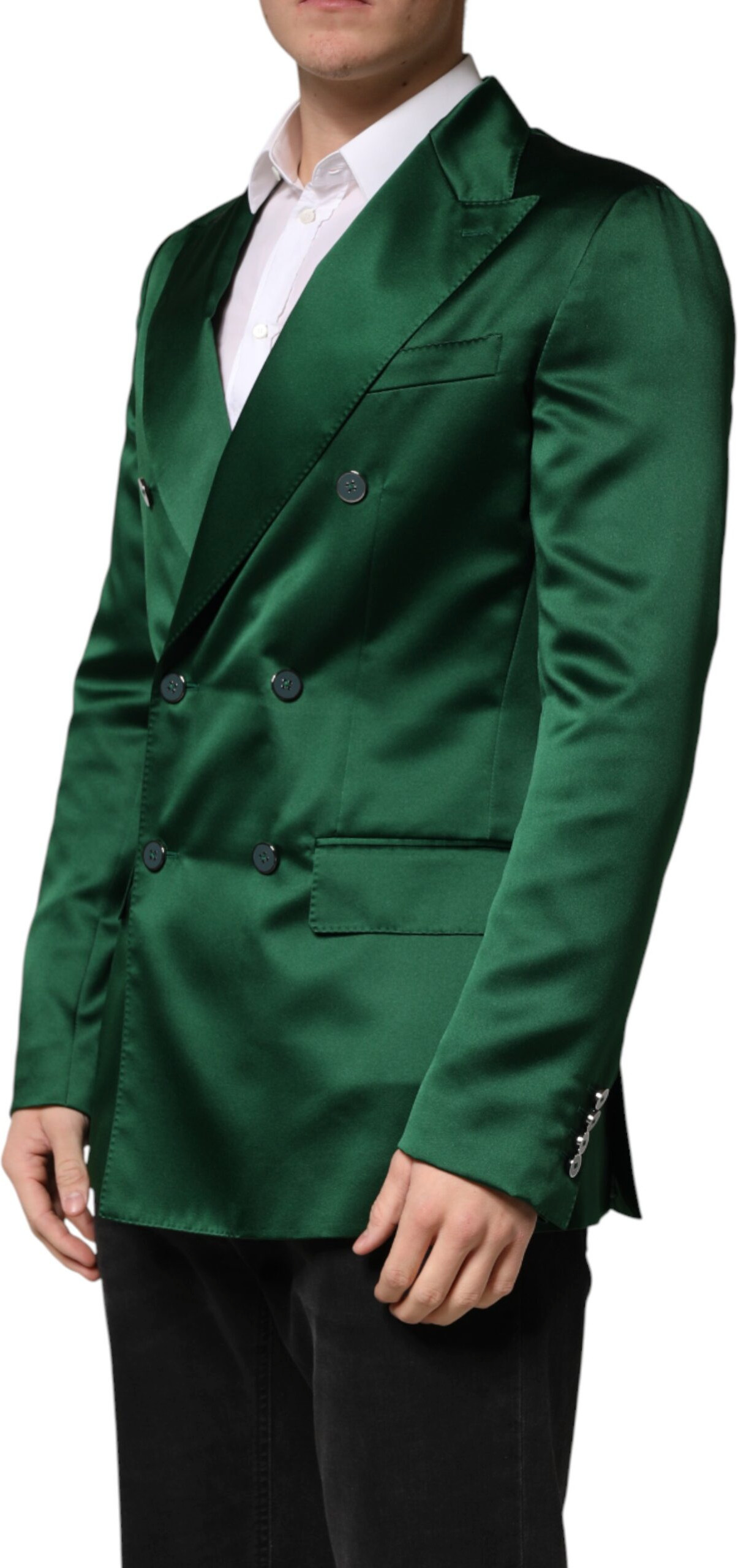 Sakko Blazer Dolce & Gabbana Grün Satin Zweireihig