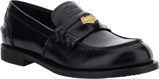 Черные резиновые лоферы Miu Miu без шнуровки