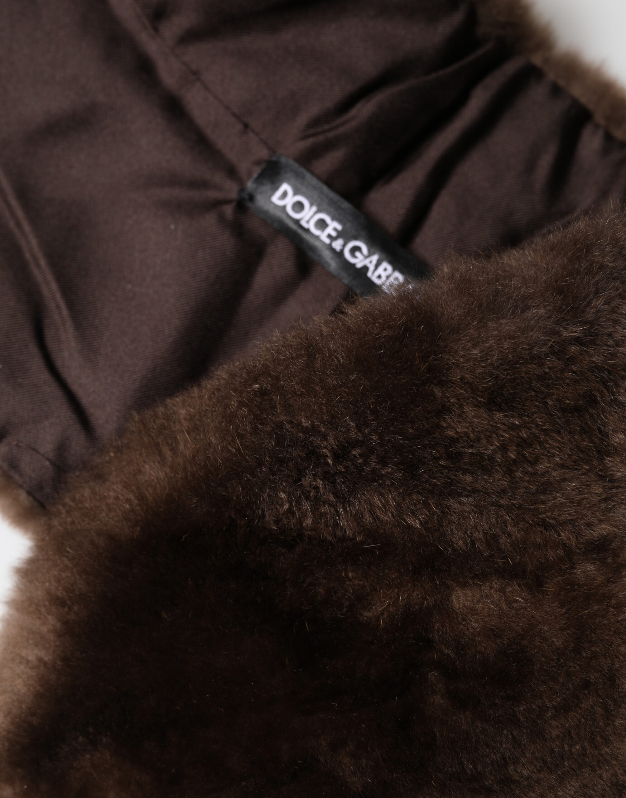Brown Fur Shoulder Collar Neck Wrap Scarf Dolce & Gabbana