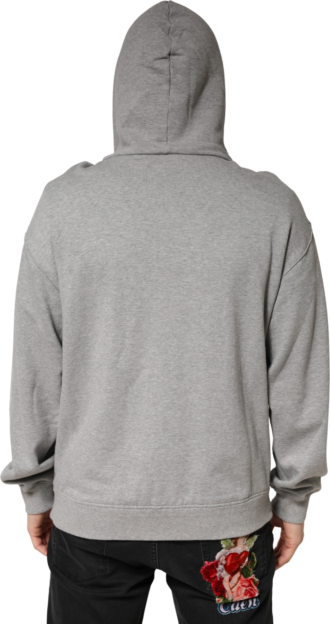 Dolce & Gabbana Gray Cotton Hooded Sweatshirt Sweater