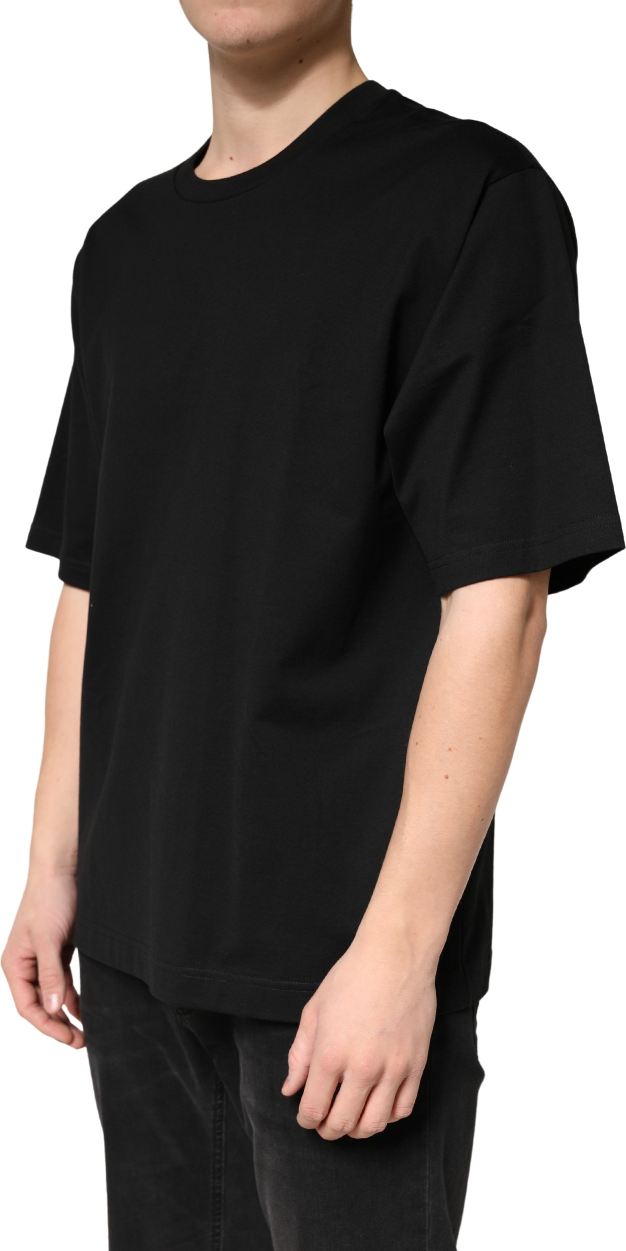 Schwarzes Baumwoll-T-Shirt mit Rundhalsausschnitt und kurzen Ärmeln von Dolce & Gabbana