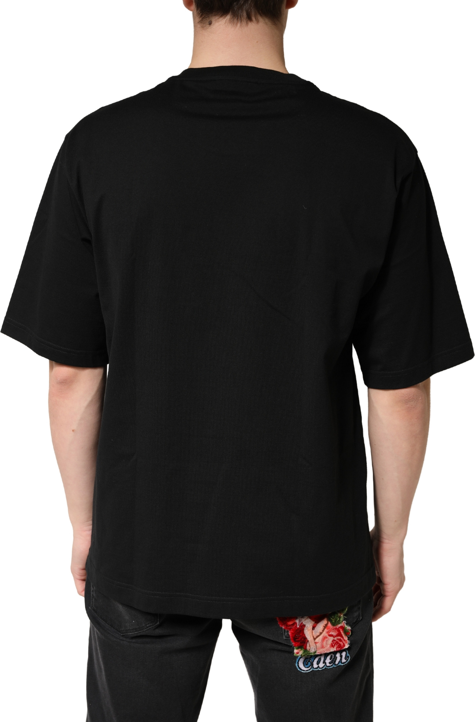 Schwarzes Baumwoll-T-Shirt mit Rundhalsausschnitt und kurzen Ärmeln von Dolce & Gabbana