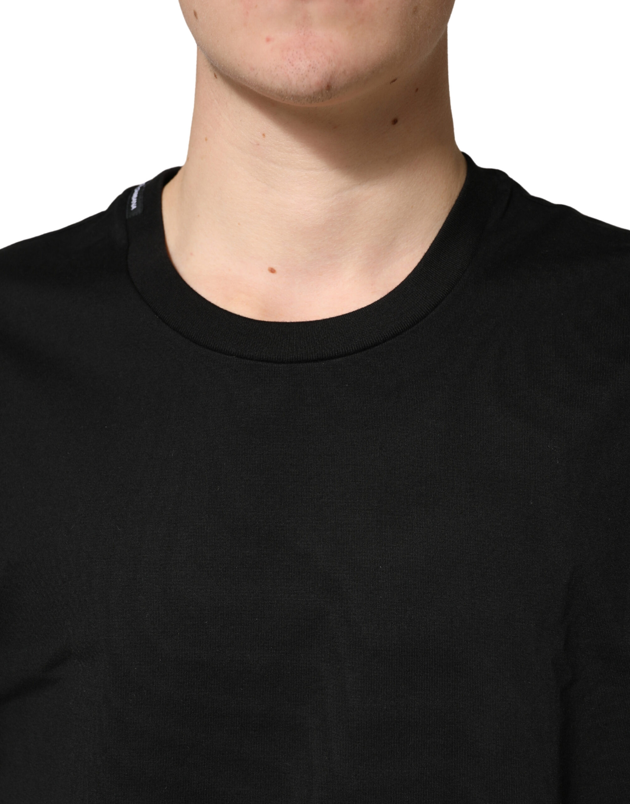 Schwarzes Baumwoll-T-Shirt mit Rundhalsausschnitt und kurzen Ärmeln von Dolce & Gabbana