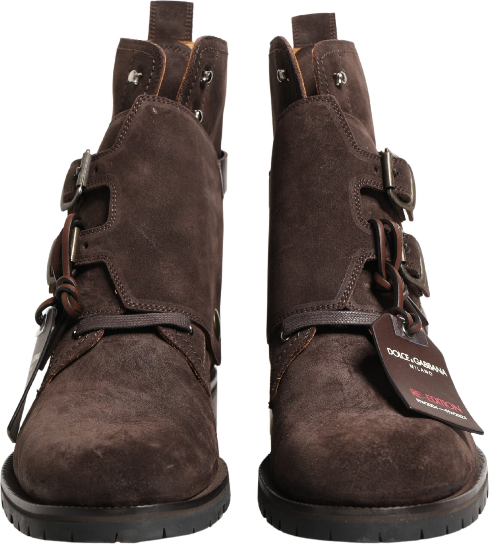Brown Suede Leather Buckle Ankle Boots Shoes Dolce & Gabbana