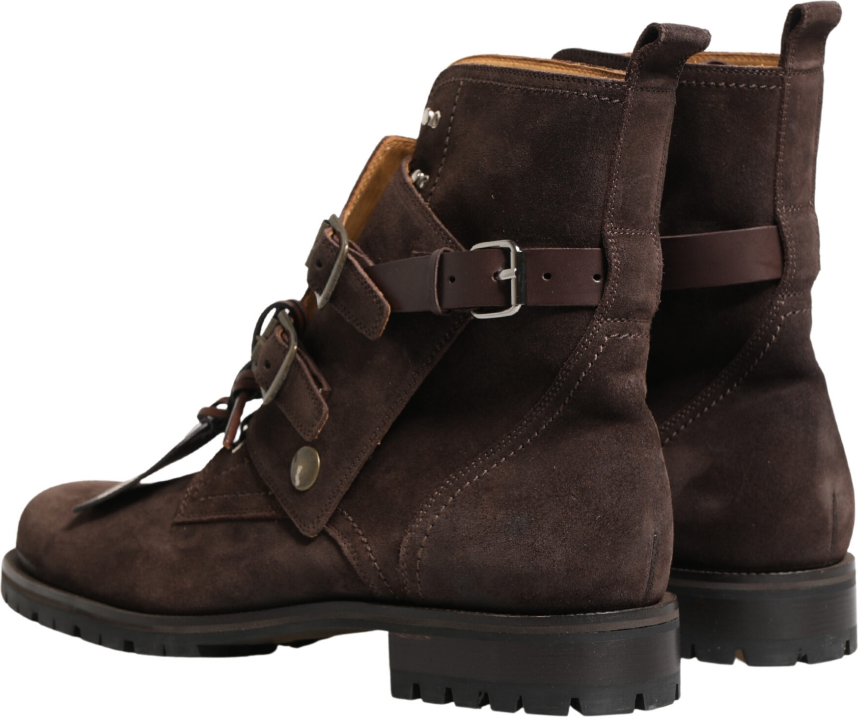 Brown Suede Leather Buckle Ankle Boots Shoes Dolce & Gabbana