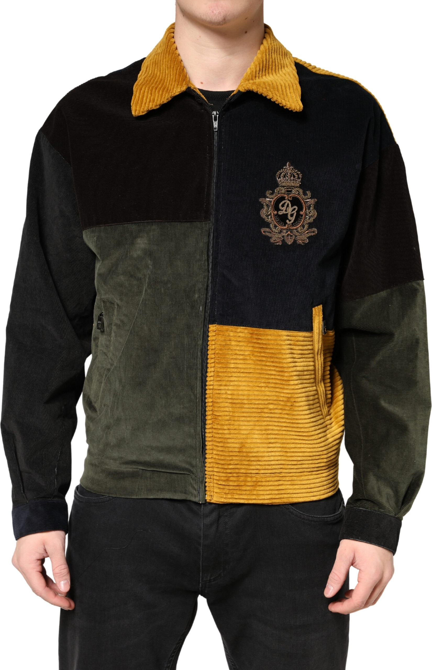 Multicolor Patchwork Corduroy Crest Jacket Dolce & Gabbana