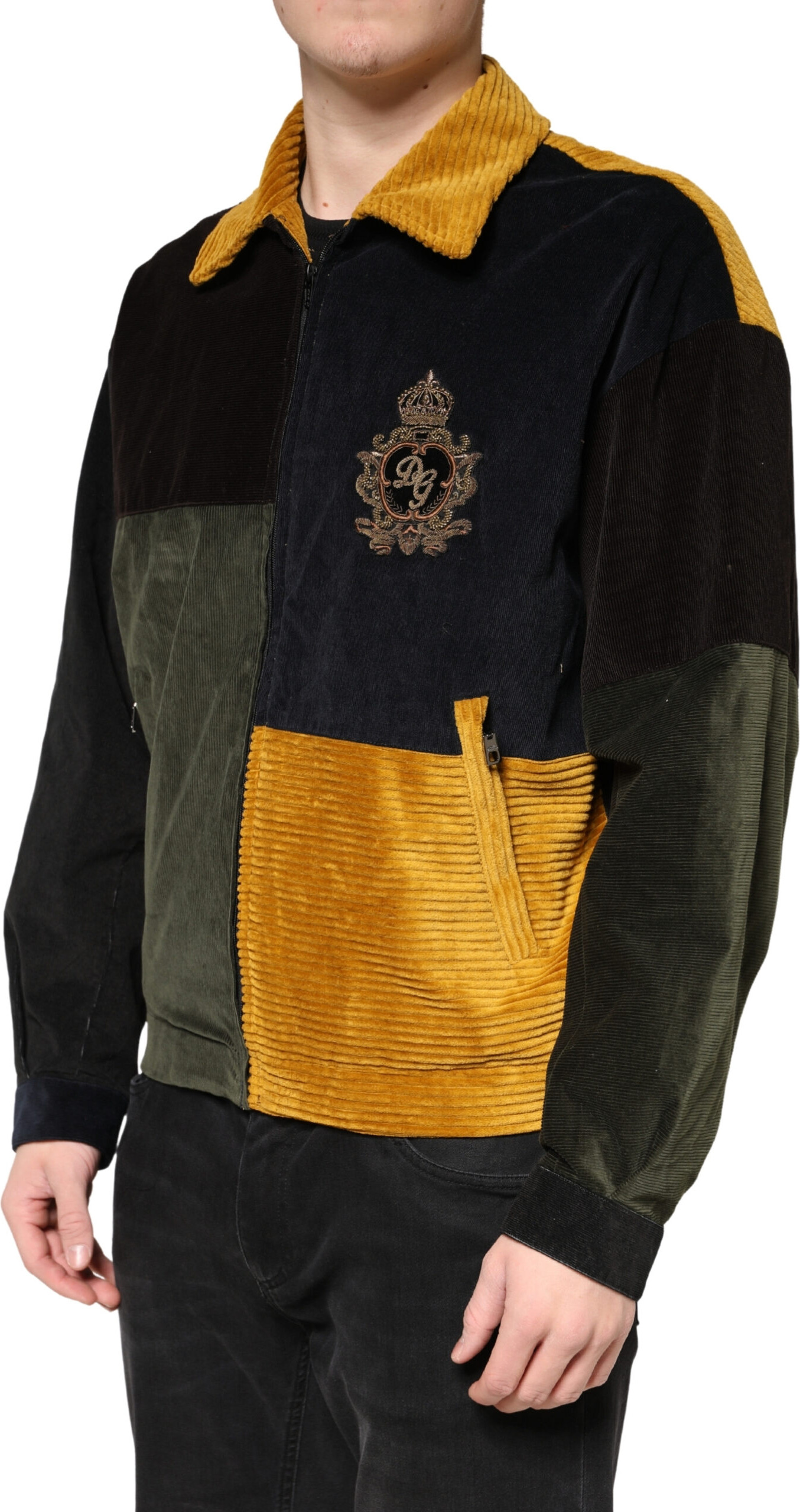 Multicolor Patchwork Corduroy Crest Jacke von Dolce & Gabbana