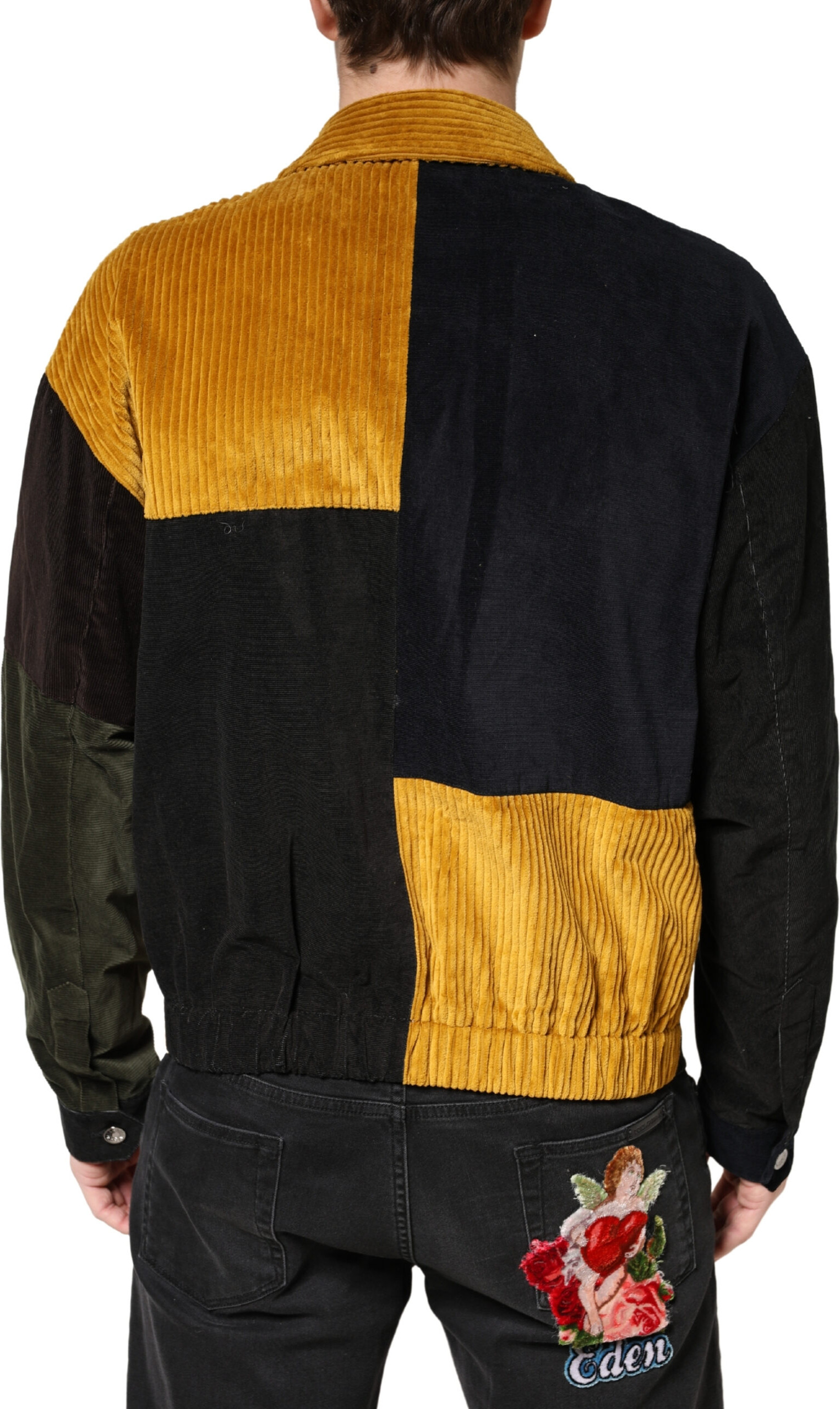 Multicolor Patchwork Corduroy Crest Jacke von Dolce & Gabbana