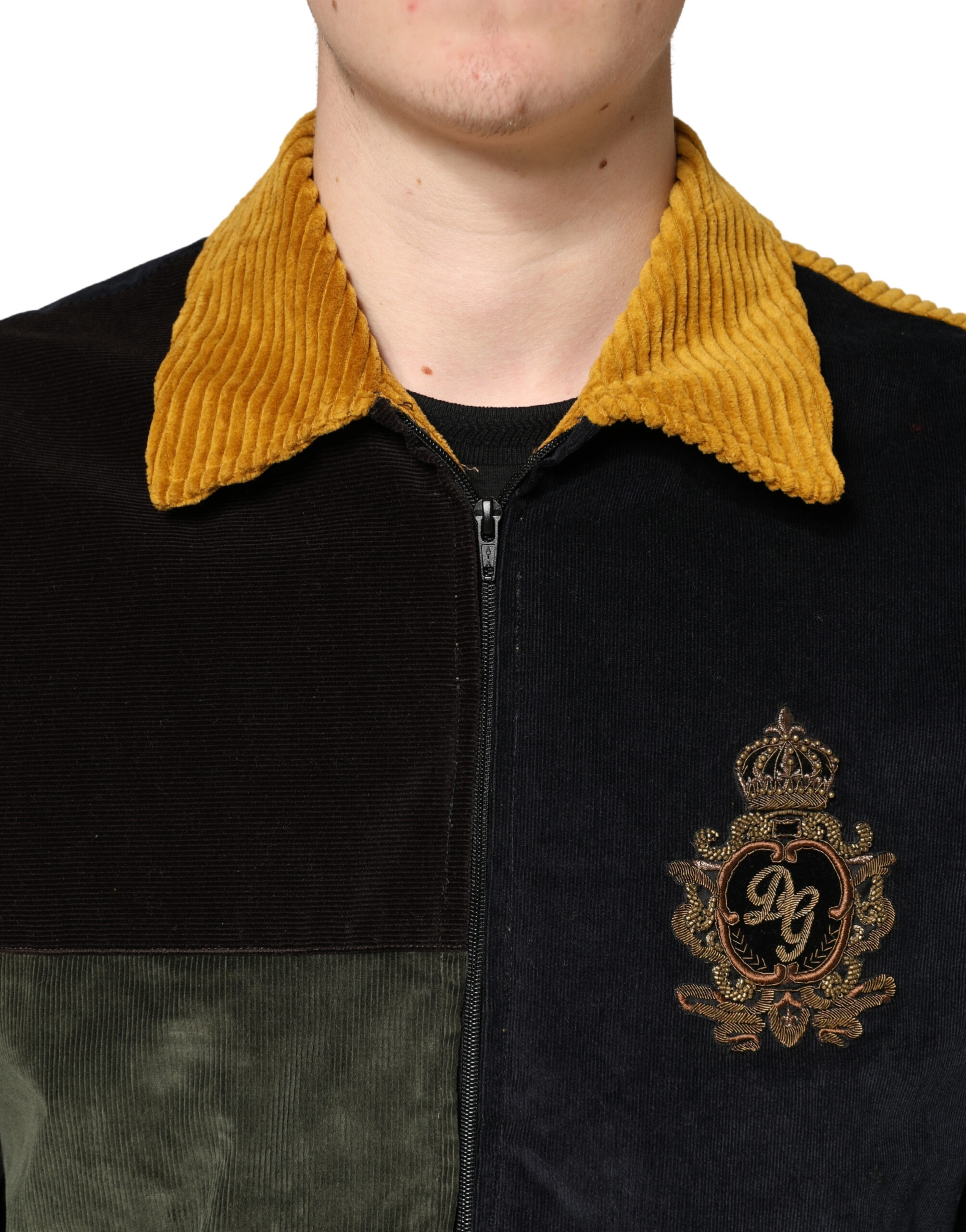 Multicolor Patchwork Corduroy Crest Jacke von Dolce & Gabbana
