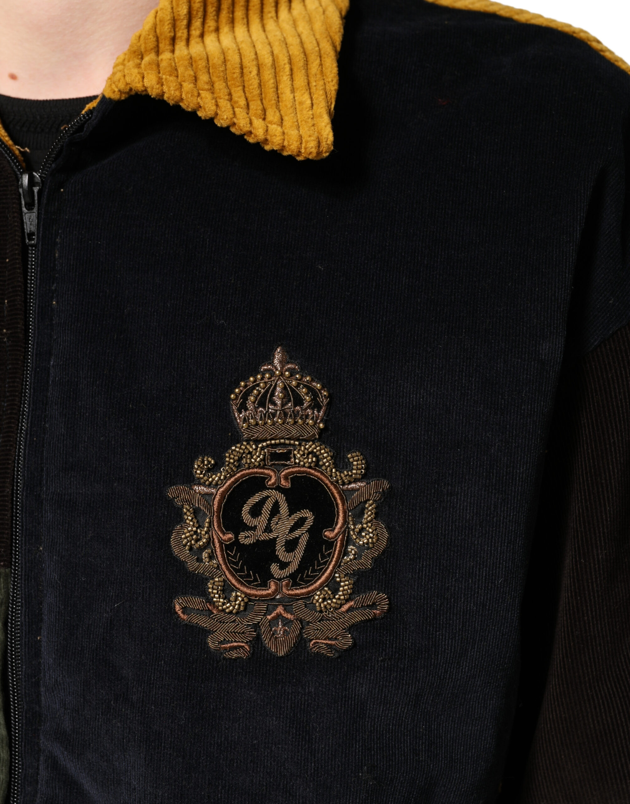 Multicolor Patchwork Corduroy Crest Jacke von Dolce & Gabbana
