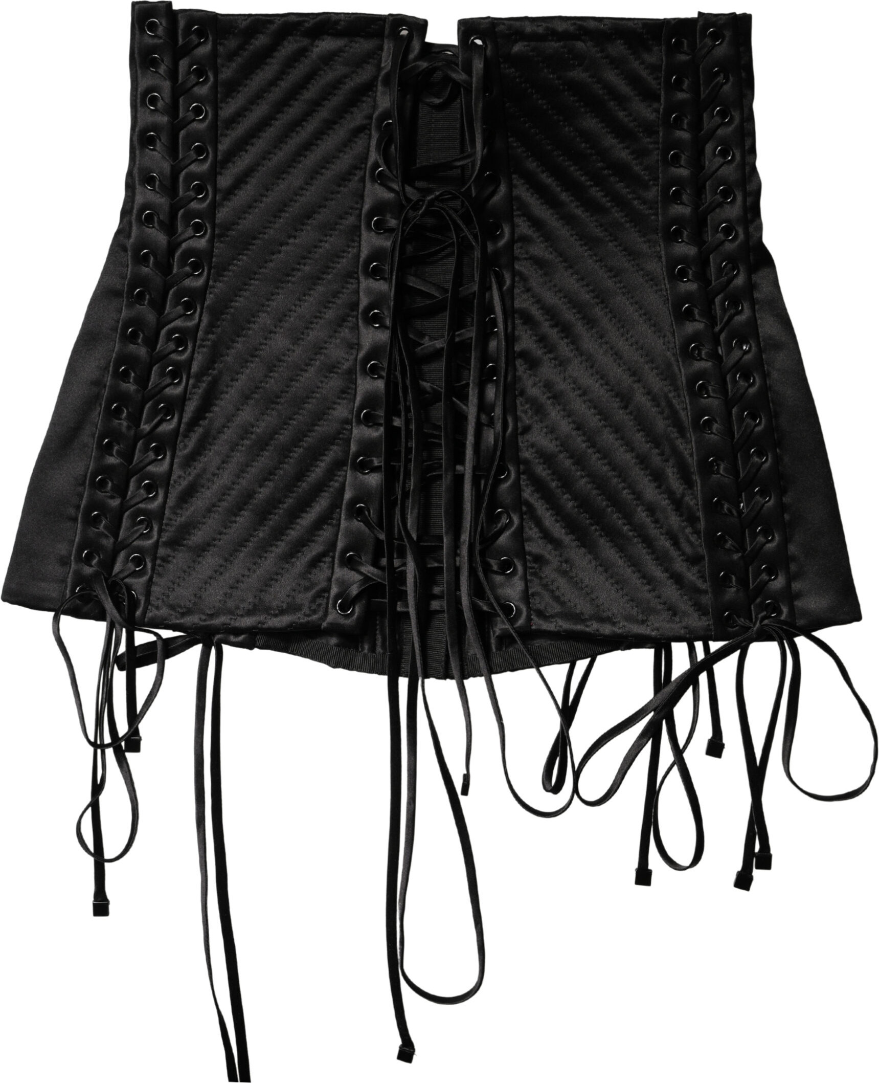 Corset Black Silk Lace-Up Waist Cincher Corset Top