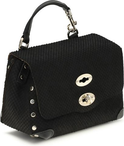 Black Calf Leather Bos Taurus Handbag by ZANELLATO