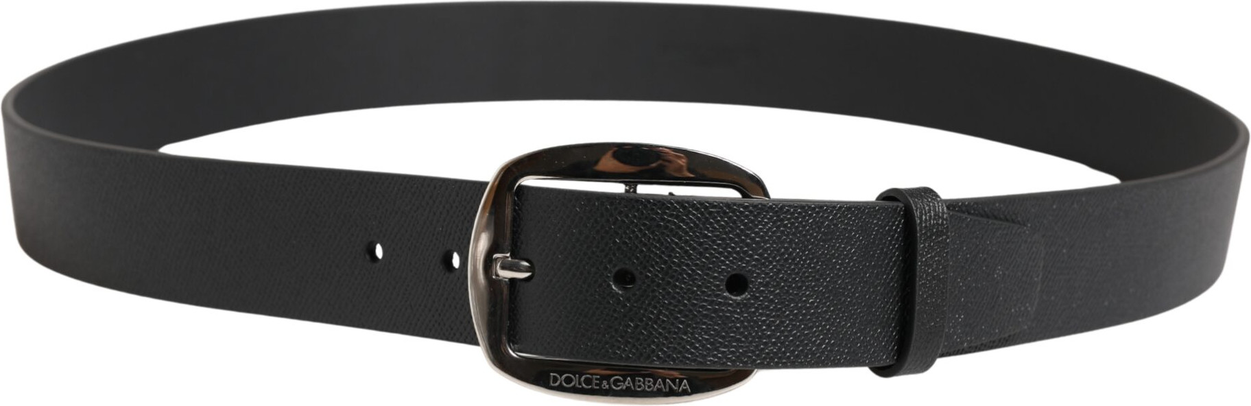 Black Calf Leather Silver Metal Buckle Belt Dolce & Gabbana