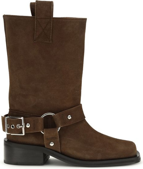 Lace-Up Boots GANNI Brown Calf Leather Bos Taurus