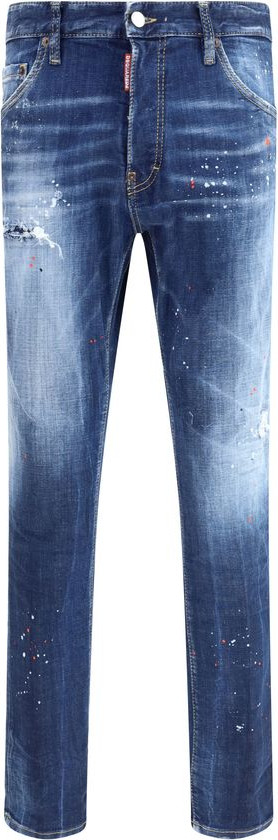 Синие хлопковые джинсы Dsquared2 с зауженным кроем