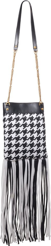 Shoulder Bag Versace Black And White Leather And Textile